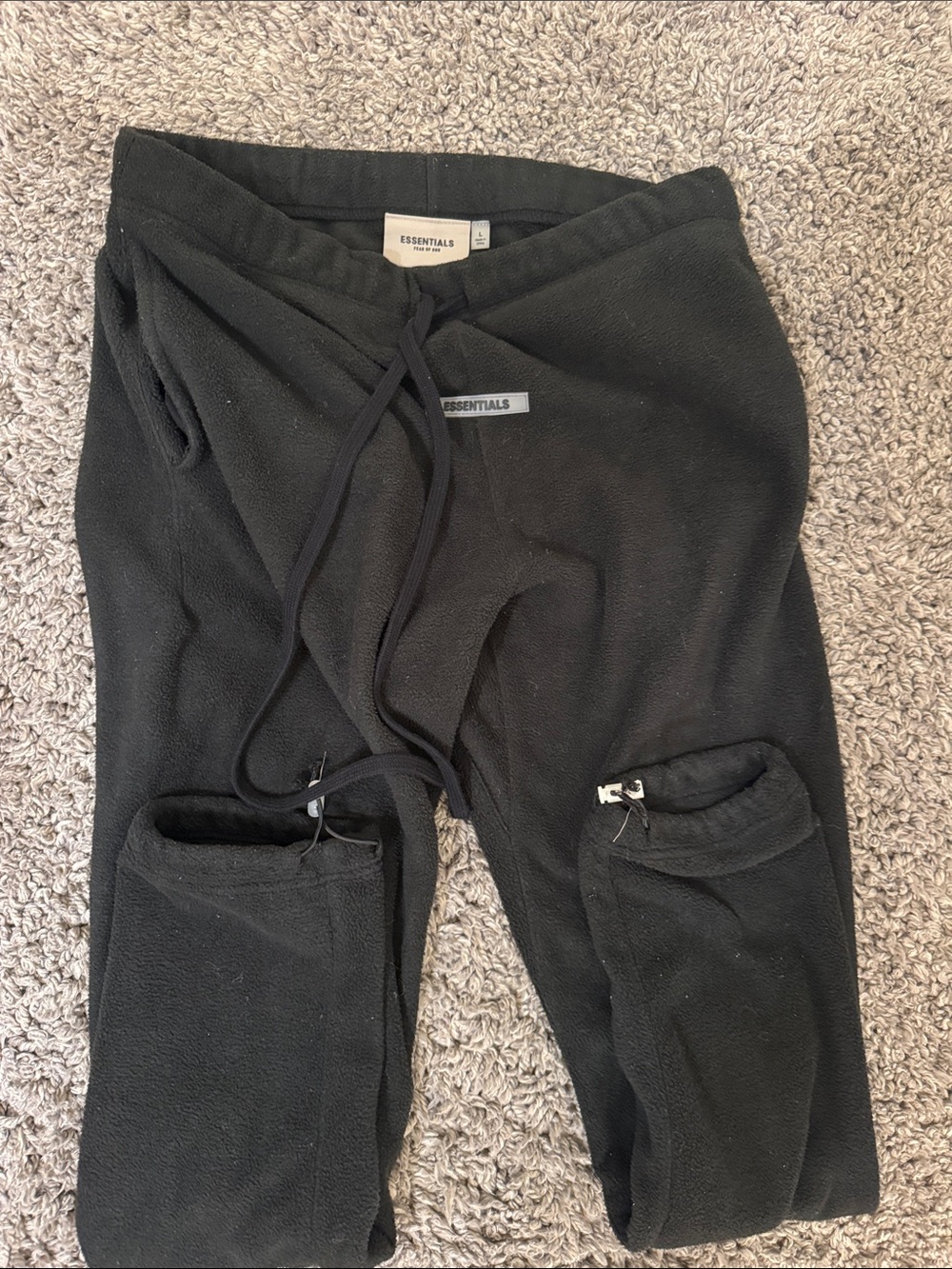 Essentials fear of god Black Fleece Jogger Bottoms Sherpa